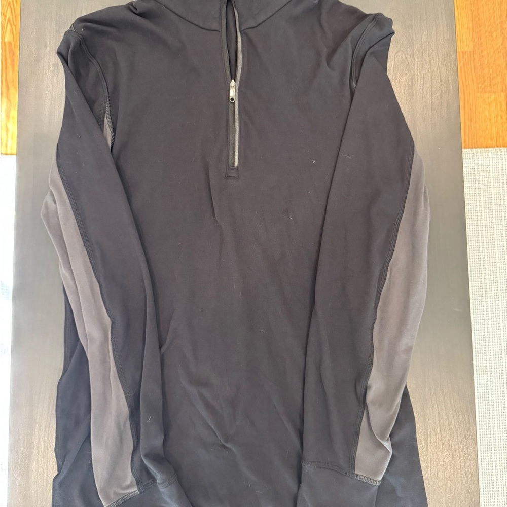Lululemon Quarter 1/4 Zip Men S Black/Gray Pullover Long Sleeve Shirt
